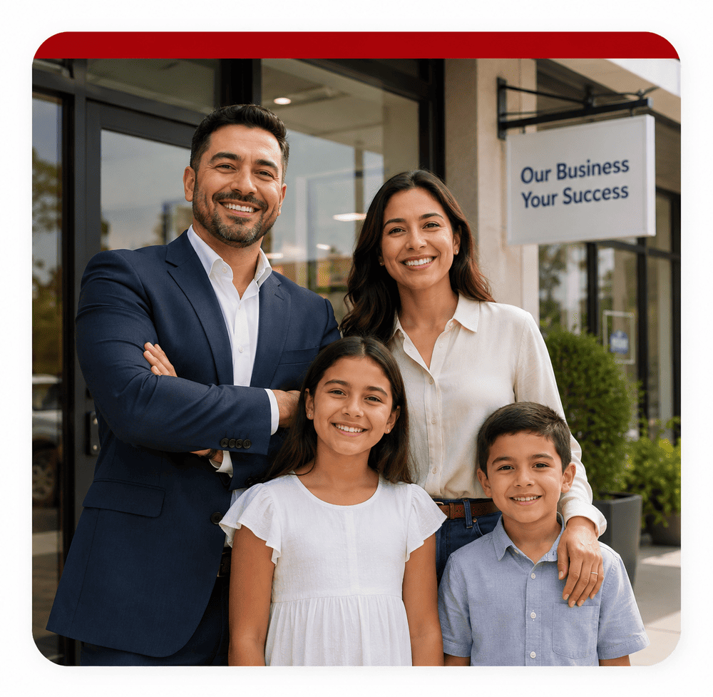 Family representing personal insurance protection including auto, home, renters and life insurance